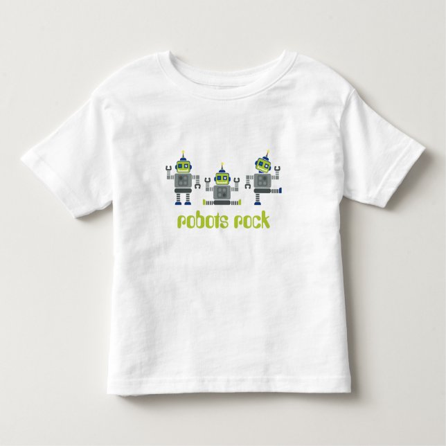 Camiseta Infantil ROUPAS DE TODLER: robôs x 3 (Frente)