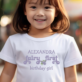 Camiseta Infantil Roxo Fada Primeira Baga Primeiro Aniversário