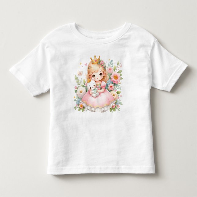 Camiseta Infantil Royal Cuddle - Princesa e Urso (Frente)