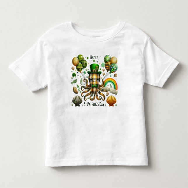 Camiseta Infantil Rua Feliz, Octopus do Dia de Patrick (Frente)