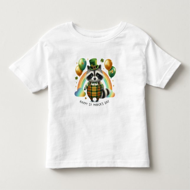 Camiseta Infantil Rua Feliz, Raccoon do Dia de Patrick (Frente)