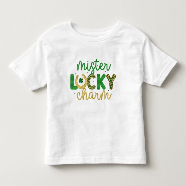 Camiseta Infantil Rua Feliz, Sr. Sortudo Charm de Patrick (Frente)