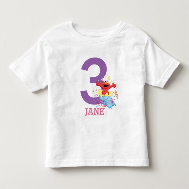 Camiseta Infantil Rua Sésamo | Aniversário da Elmo Girl (Frente)