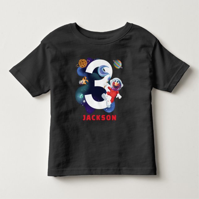 Camiseta Infantil Rua Sésamo | Aniversário do Espaço Exterior Elmo (Frente)