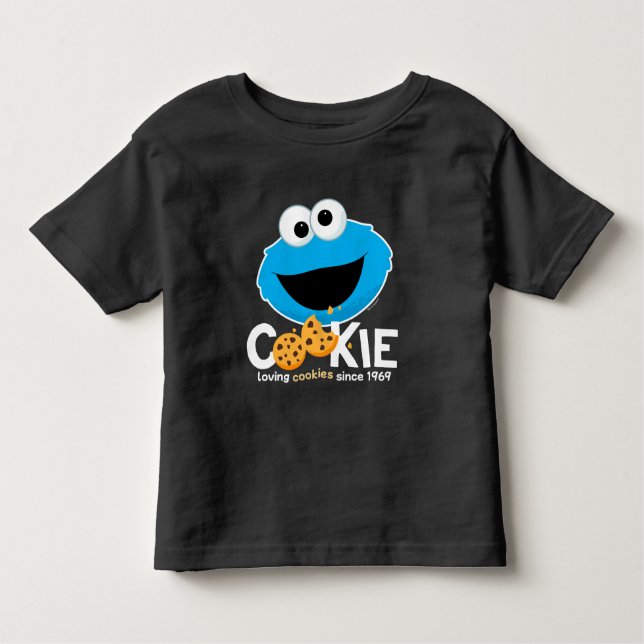 Camiseta Infantil Rua Sésamo | Cookie Monster Loving Cookies (Frente)