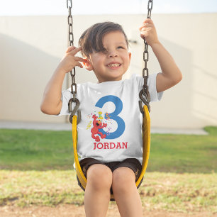 Camiseta Infantil Rua Sésamo   Elmo - Arco-íris - Aniversário