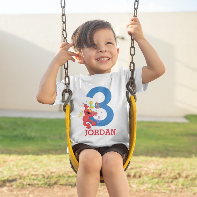 Camiseta Infantil Rua Sésamo | Elmo - Arco-íris - Aniversário (Criador carregado)