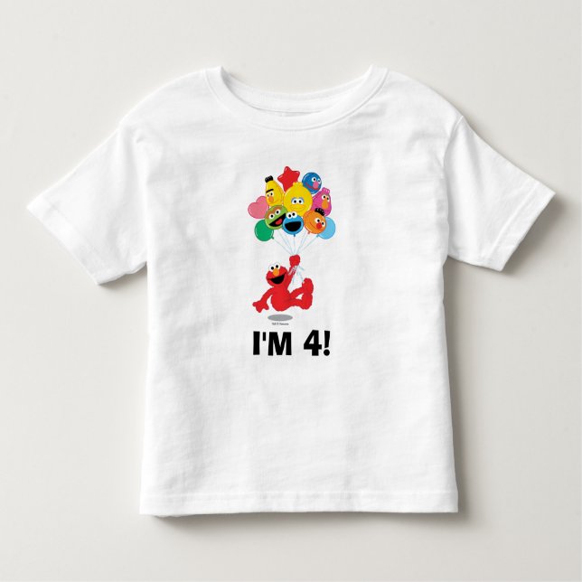 Camiseta Infantil Rua Sésamo | Elmo & Pals - 4.o aniversário (Frente)