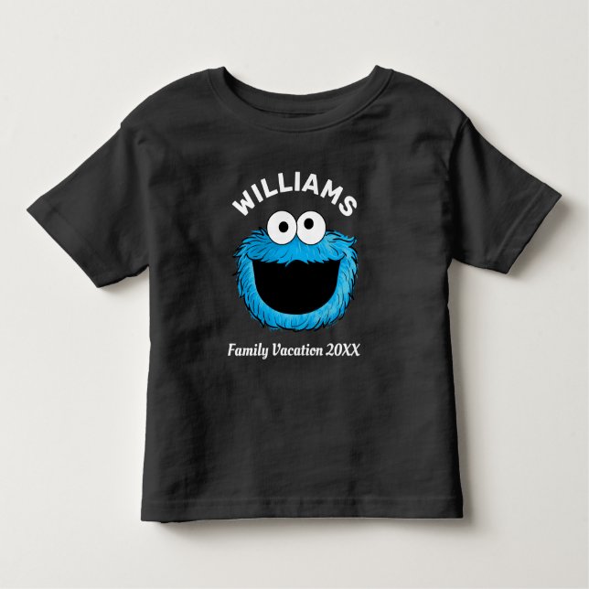 Camiseta Infantil Rua Sésamo | Férias Familiares Cookie Monster (Frente)