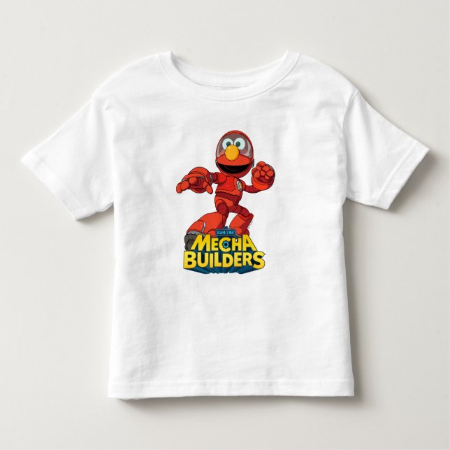 Camiseta Infantil Rua Sésamo | Mecha Construtor Elmo Em Ação (Frente)