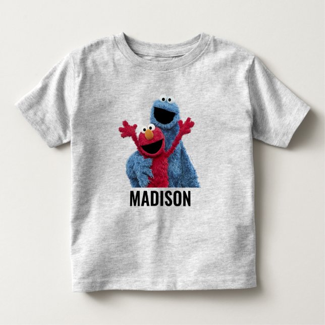 Camiseta Infantil Rua Sésamo | Monstro Elmo & Cookie (Frente)