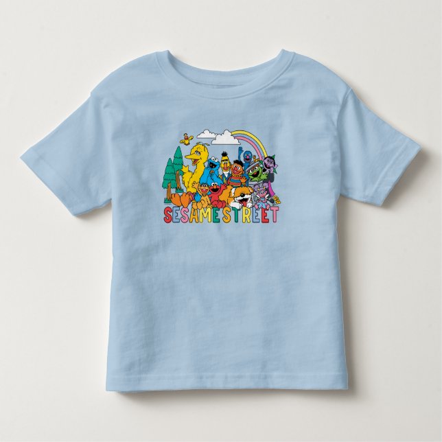 Camiseta Infantil Rua Sésamo | Onda arco-íris (Frente)