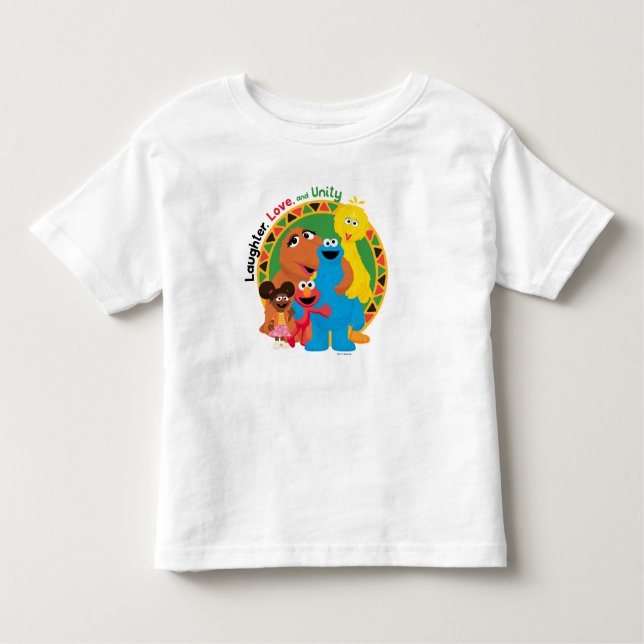 Camiseta Infantil Rua Sésamo | Risos, amor e unidade (Frente)