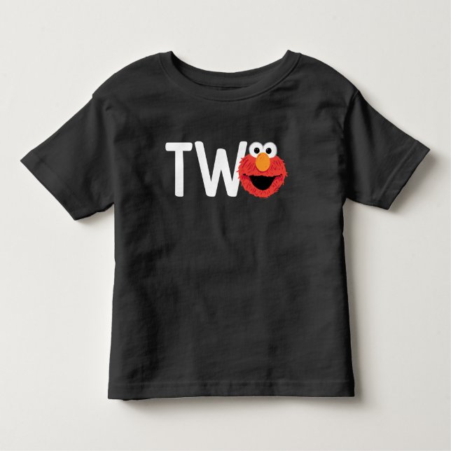 Camiseta Infantil Rua Sésamo | Rosto Elmo Eu sou Dois Aniversário (Frente)