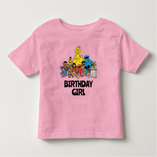 Camiseta Infantil Rua Sésamo   Sésamo Amigos Garota de Aniversário