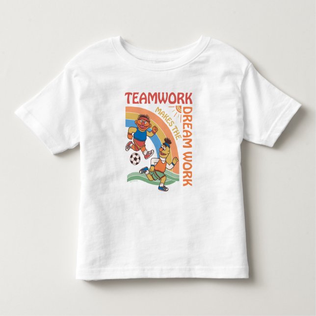 Camiseta Infantil Rua Sésamo | Trabalho em equipe Ernie & Bert (Frente)
