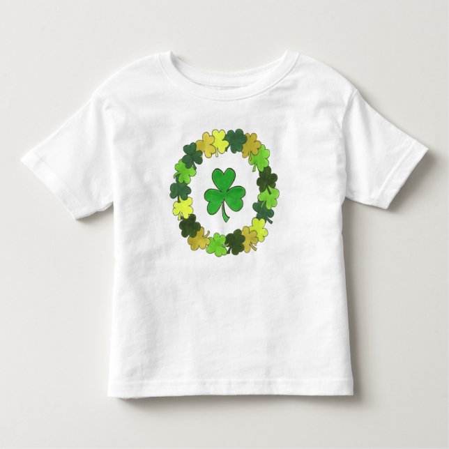 Camiseta Infantil Rua verde irlandesa Shamrock Wreath. Dia de Patric (Frente)