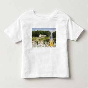 Camiseta Infantil Rússia. Petrodvorets. Palácio Peterhof. Peter