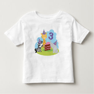 Camiseta Infantil Safari do aniversário de 3 anos