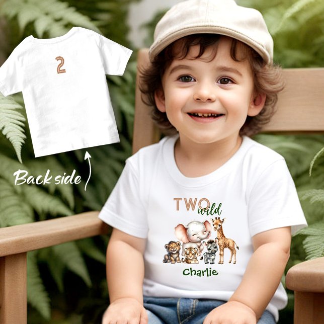 Camiseta Infantil Safari Jungle Cute Animal Dois segundos aniversári (Safari Jungle Cute Animals Two Wild 2nd Birthday Toddler T-shirt)