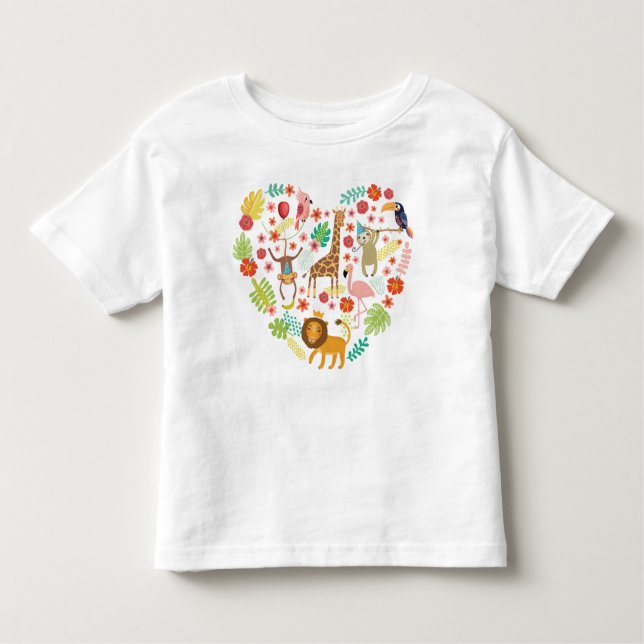 Camiseta Infantil Safari Jungle, Cute Safari Heart, (Frente)