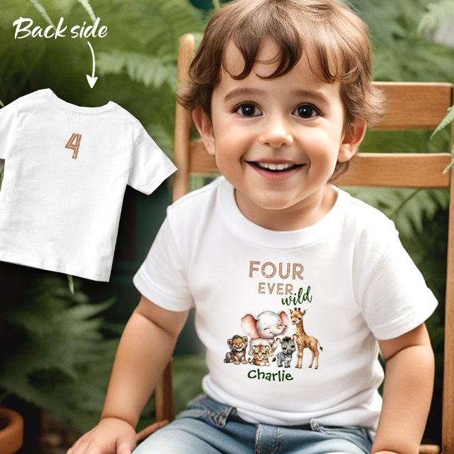 Camiseta Infantil Safari Selgle Cute Animal Selvagem Selvagem Quarto (Safari Jungle Cute Animals Wild 4th Birthday Toddler T-shirt)
