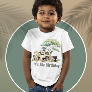 Camiseta Infantil Safari Selva Legal Moderna É o meu aniversário