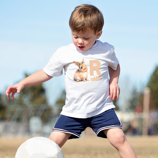 Camiseta Infantil Salto para Aprendizado: Coelho Alfabeto Adorável (Criador carregado)