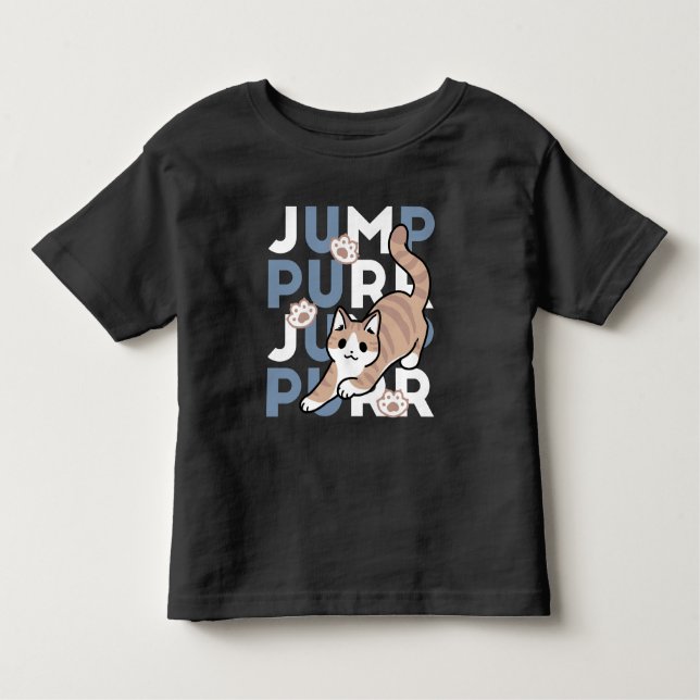 Camiseta Infantil Salto Purr de Salto: Design de Gato Reproduzível c (Frente)