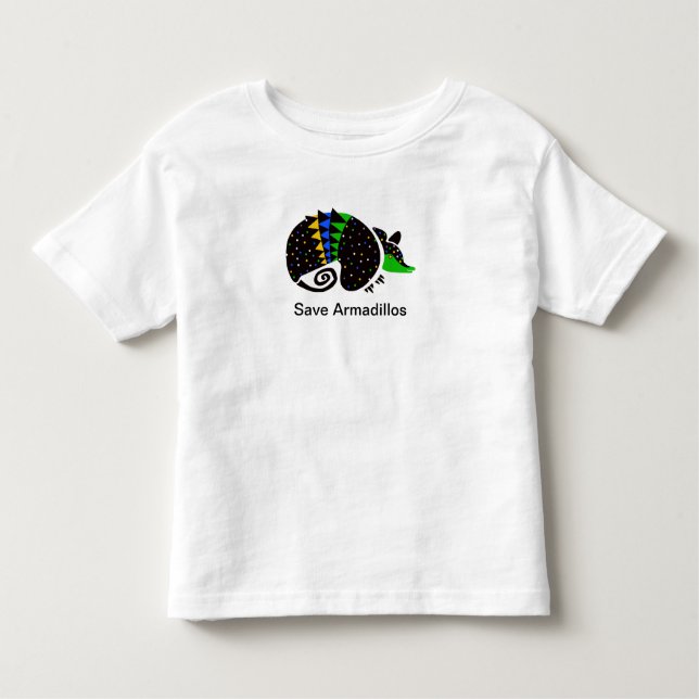 Camiseta Infantil Salve ARMADILLOS - Animal ameaçado - Brasil (Frente)