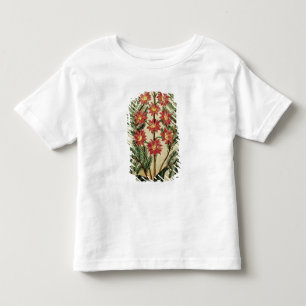 Camiseta Infantil Samambaia com as flores vermelhas e amarelas