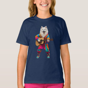 Camiseta Infantil Samoyed Engraçado Estrela do Roc