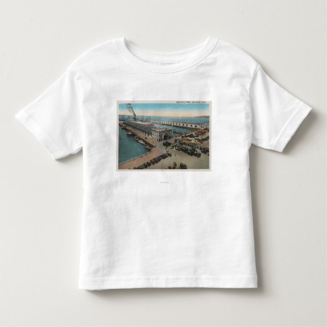 Camiseta Infantil San Diego, CA - beira-rio municipal dos cais (Frente)