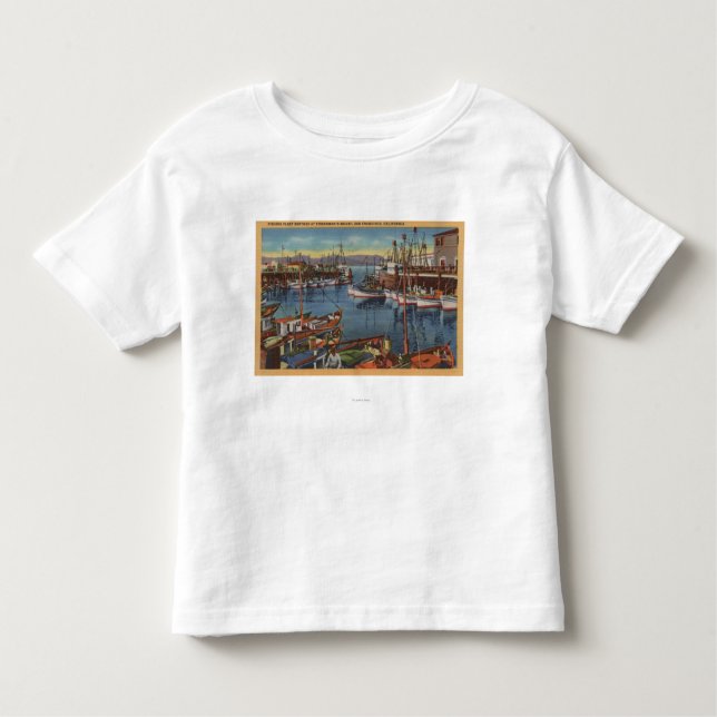 Camiseta Infantil San Francisco, frota pesqueira de CA no pescador (Frente)