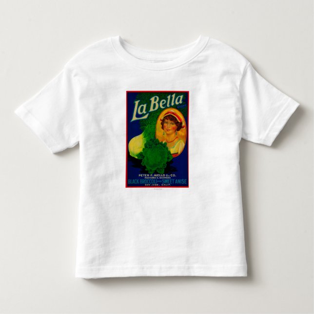 Camiseta Infantil San Jose, etiqueta vegetal de CaliforniaLa Bella (Frente)