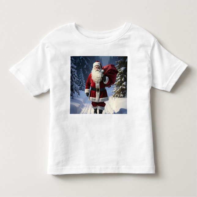 Camiseta Infantil Santa’s Path Through the Winter Pines (Frente)