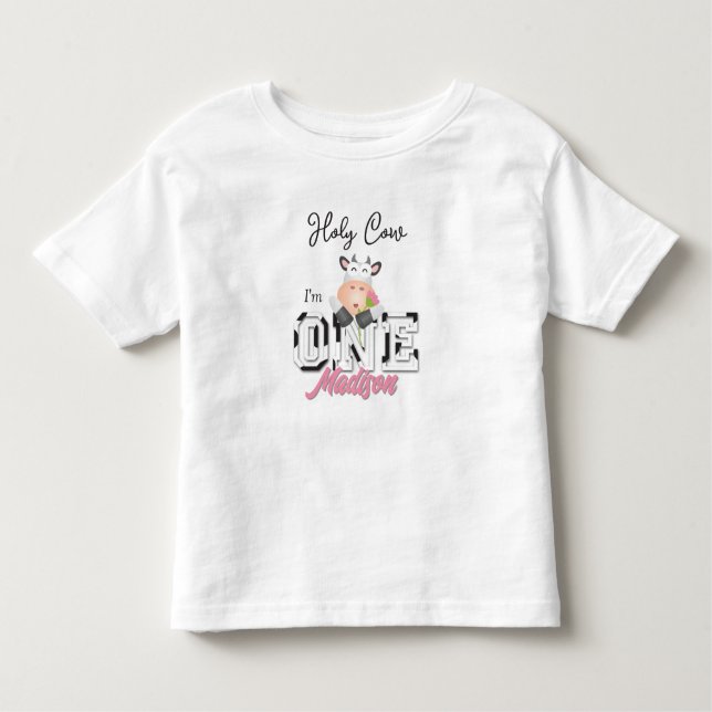 Camiseta Infantil Santa vaca, sou uma garota primeira Festa de anive (Frente)