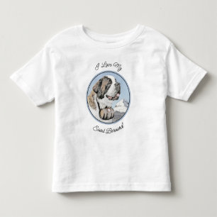 Camiseta Infantil Santo Bernard Painting - Arte Cachorra Original