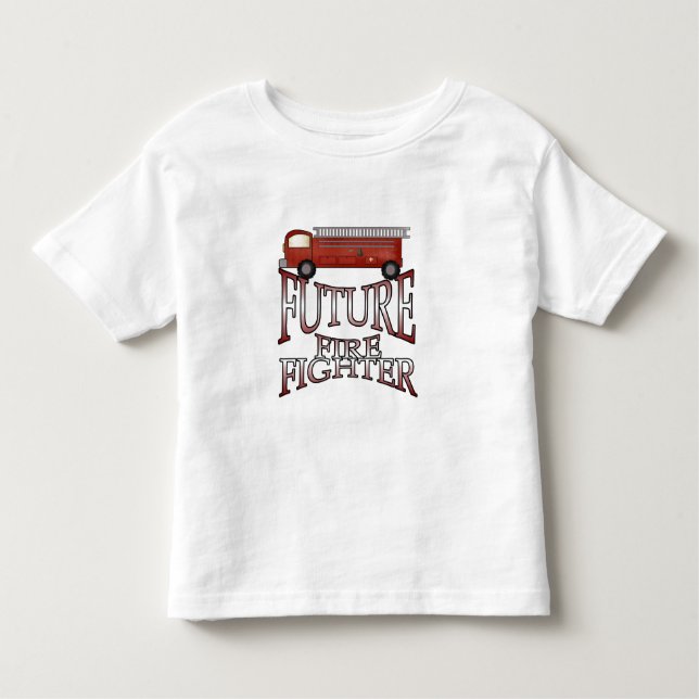 Camiseta Infantil Sapador-bombeiro do futuro da viatura de incêndio (Frente)
