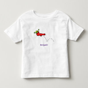 Camiseta Infantil Sapo bonito em um desenho de salto em meia vermelh