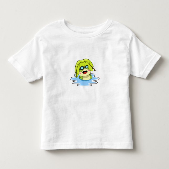 Camiseta Infantil Sapo com Folha de Nado (Frente)