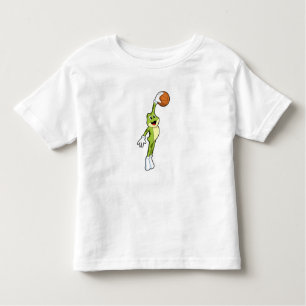 Camiseta Infantil Sapo como jogador de basquete com basquetebol.