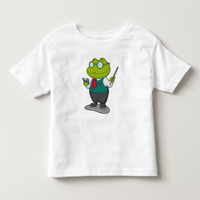 Camiseta Infantil Sapo como professor com livro (Frente)