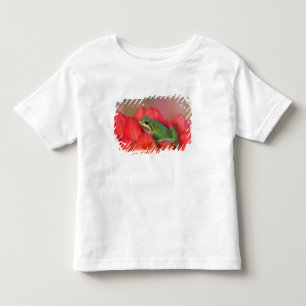 Camiseta Infantil Sapo de árvore pacífico nas flores em nosso