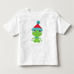 Camiseta Infantil Sapo de inverno, Sapo bonito, Sapo Verde, Escarf, 