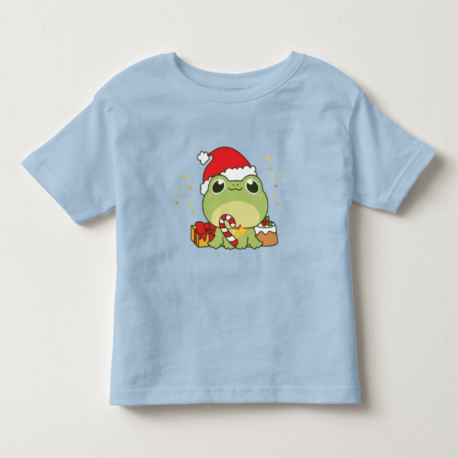 Camiseta Infantil Sapo de Natal bonito (Frente)