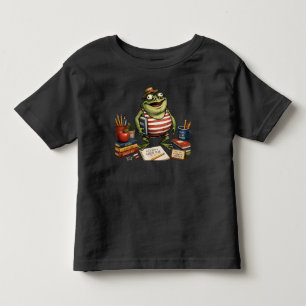 Camiseta Infantil Sapo de Volta às Aulas PNG, Decoração de Sala de A