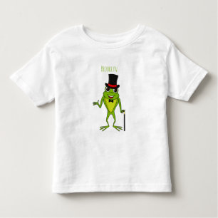 Camiseta Infantil Sapo engraçado com um desenho de chapéu superior