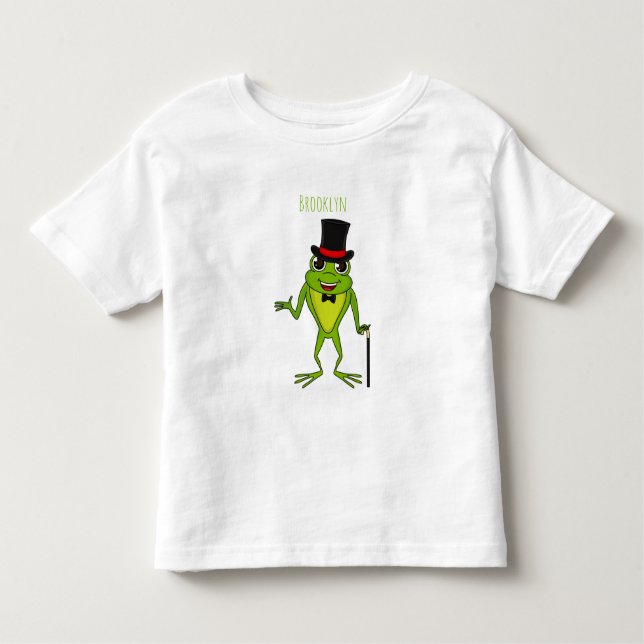 Camiseta Infantil Sapo engraçado com um desenho de chapéu superior (Frente)