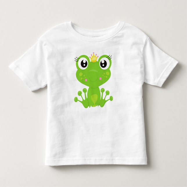 Camiseta Infantil Sapo Fofo, Sapo Verde, Princesa Sapo, Coroa (Frente)